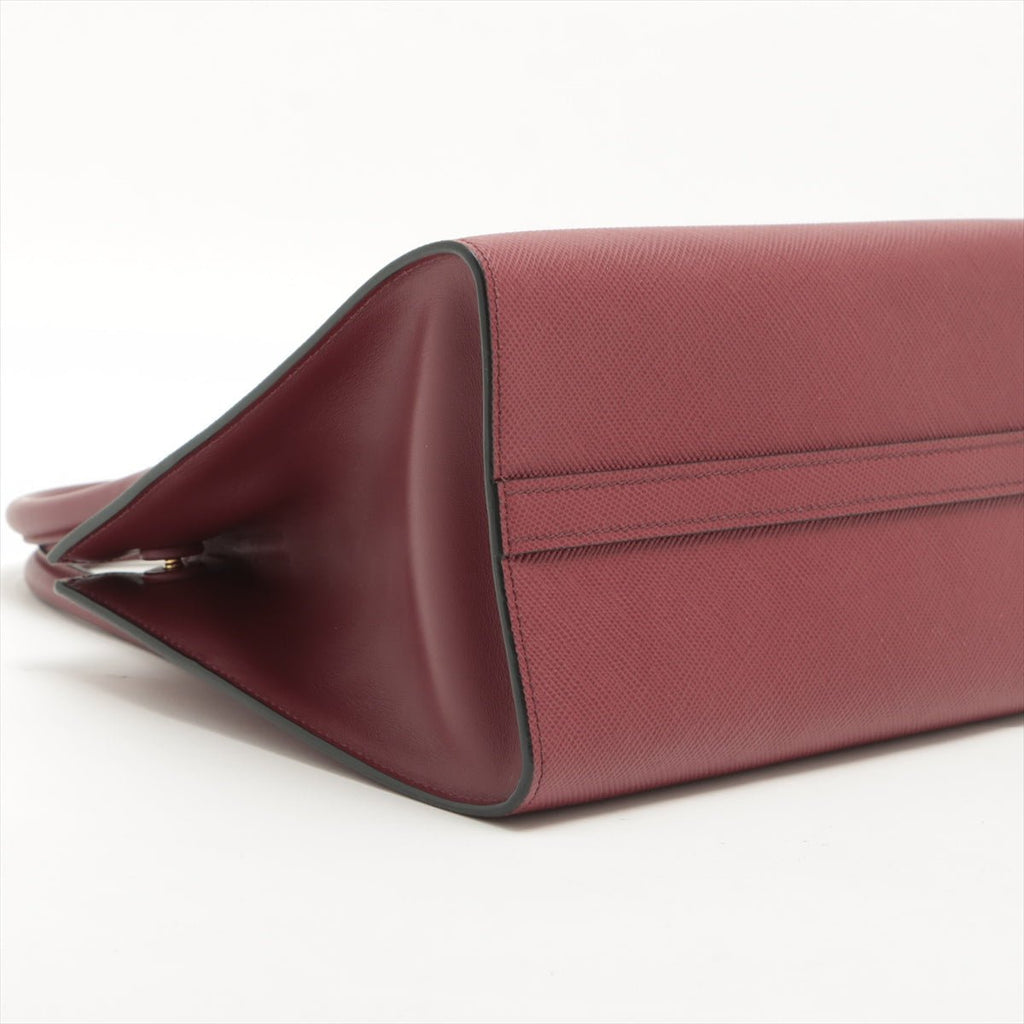 Monochrome Small Saffiano Leather Burgundy Bag