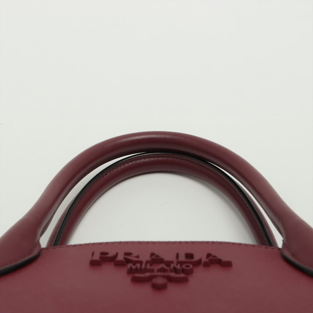 Monochrome Small Saffiano Leather Burgundy Bag