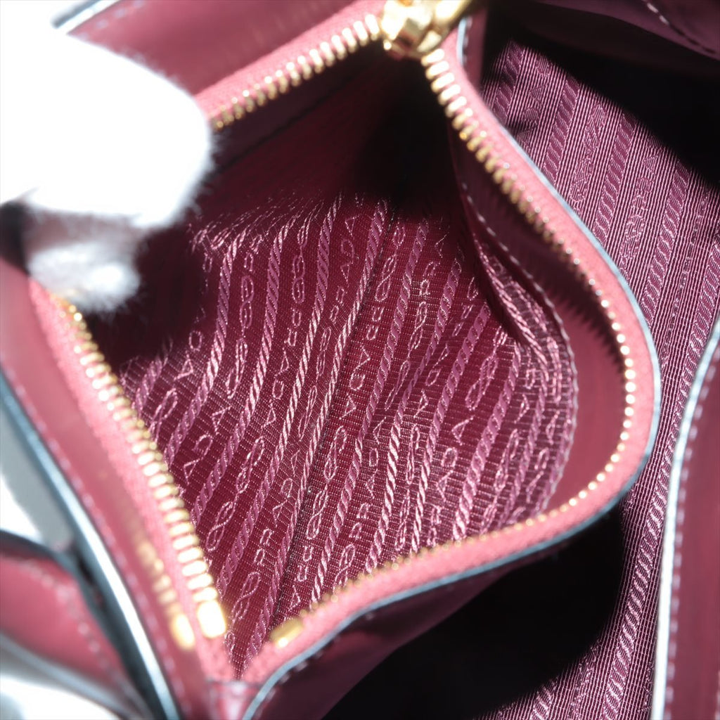 Monochrome Small Saffiano Leather Burgundy Bag