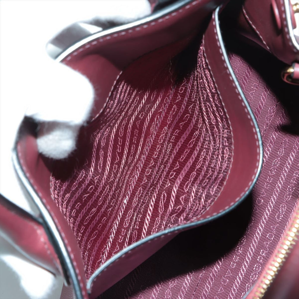 Monochrome Small Saffiano Leather Burgundy Bag