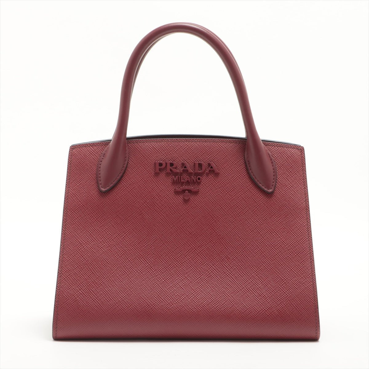 Monochrome Small Saffiano Leather Burgundy Bag
