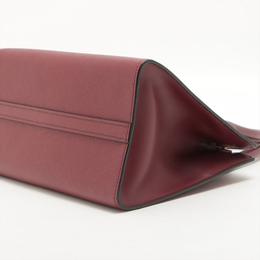 Monochrome Small Saffiano Leather Burgundy Bag