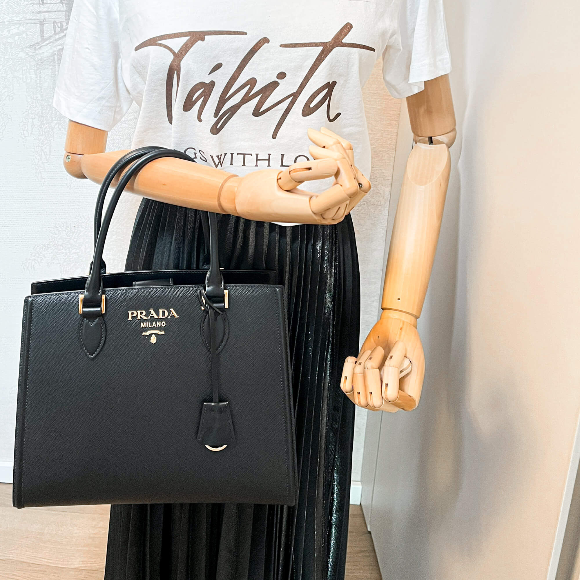 Saffiano Leather Black Handbag