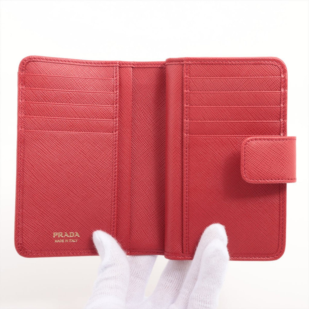Saffiano Metal Leather Wallet Red
