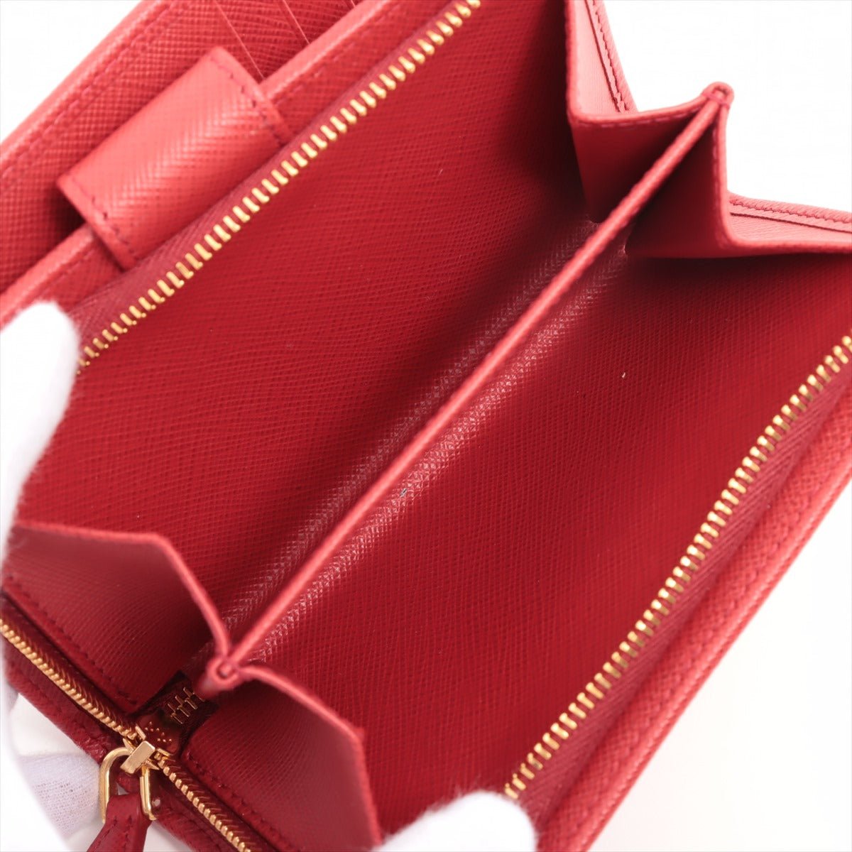 Saffiano Metal Leather Wallet Red