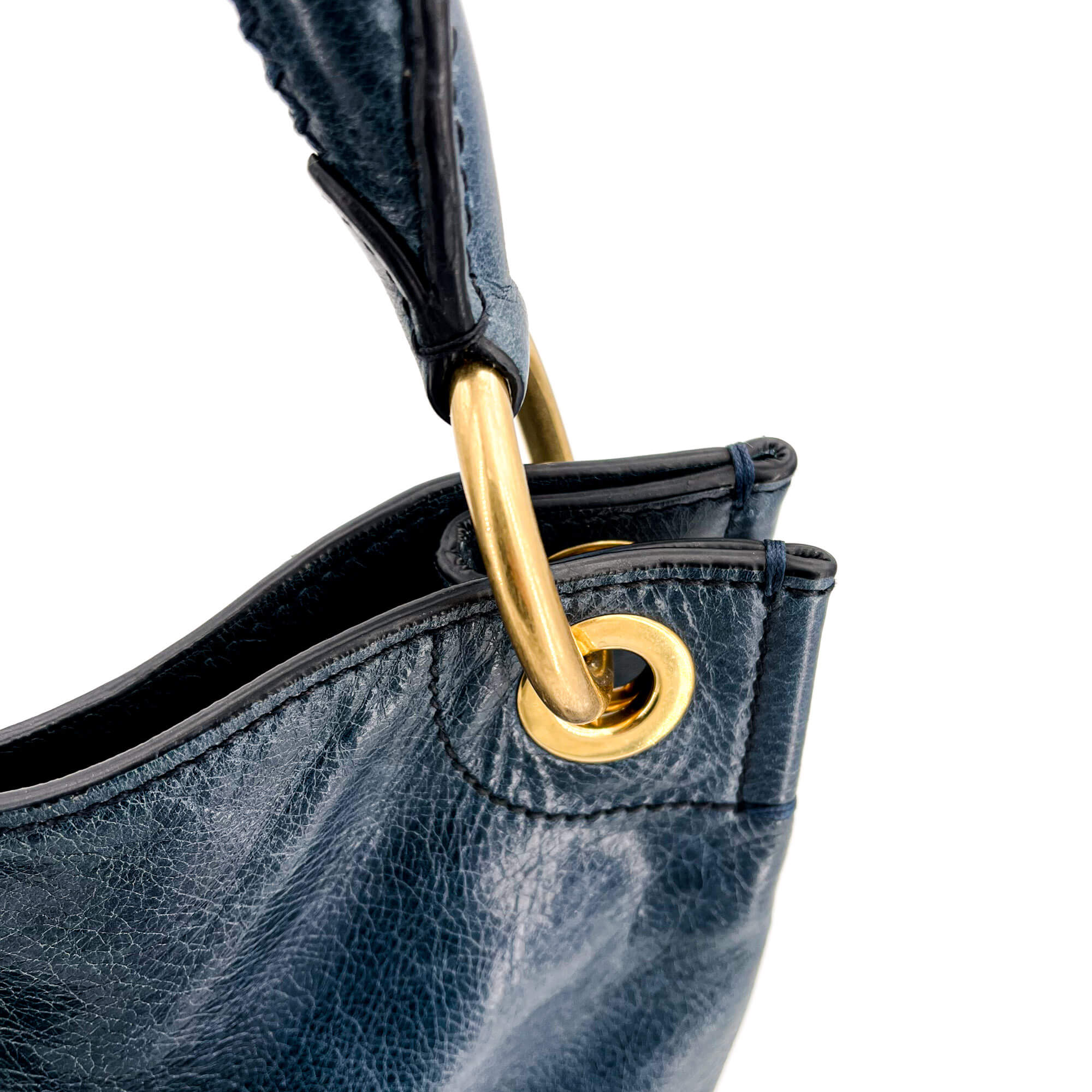 Shoulder Hobo Blue-Gray Leather