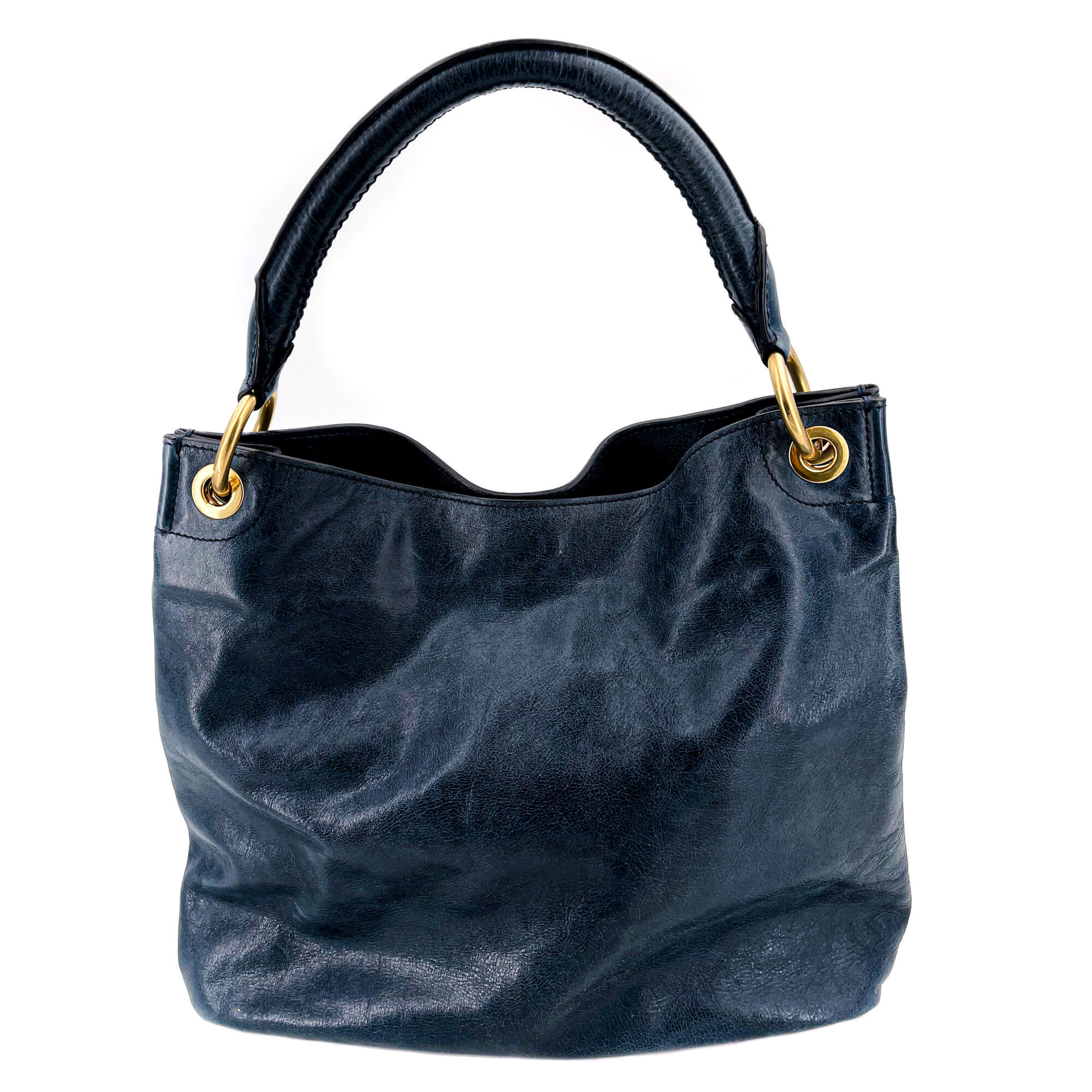Shoulder Hobo Blue-Gray Leather