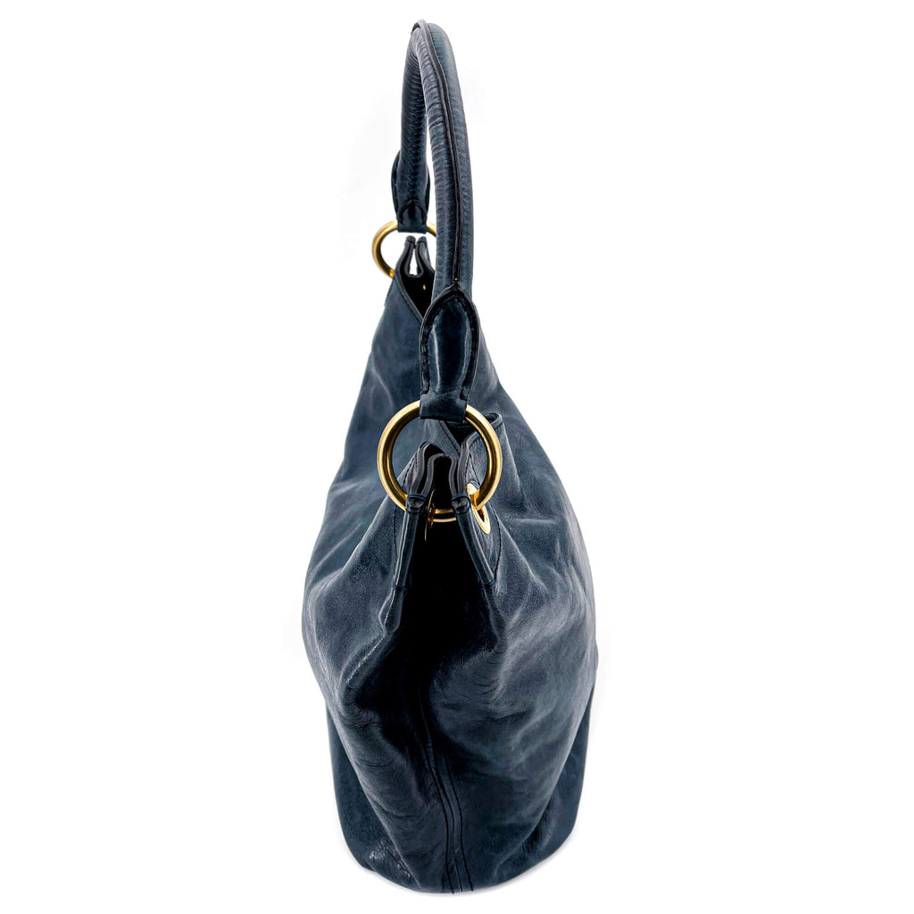 Shoulder Hobo Blue-Gray Leather