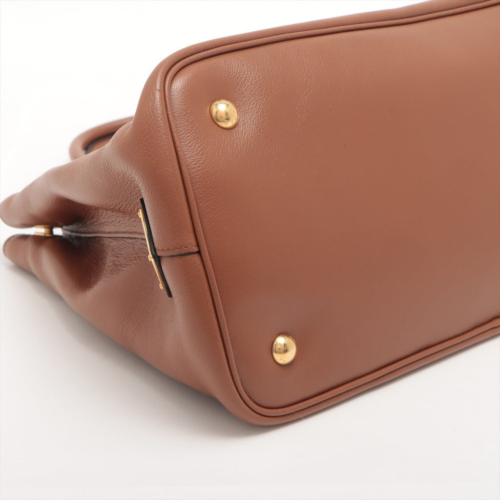 Vitello Phenix Brown Leather Handbag