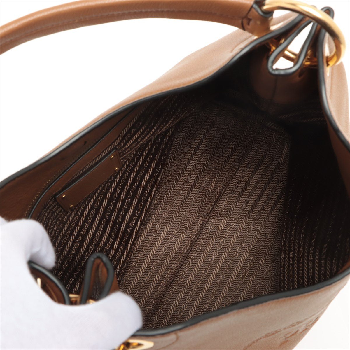 Vitello Phenix Leather One Shoulder Brown