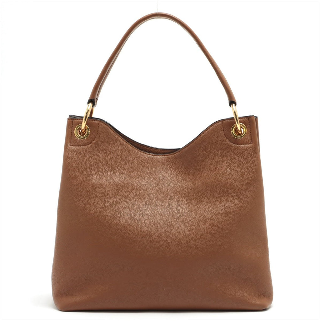 Vitello Phenix Leather One Shoulder Brown