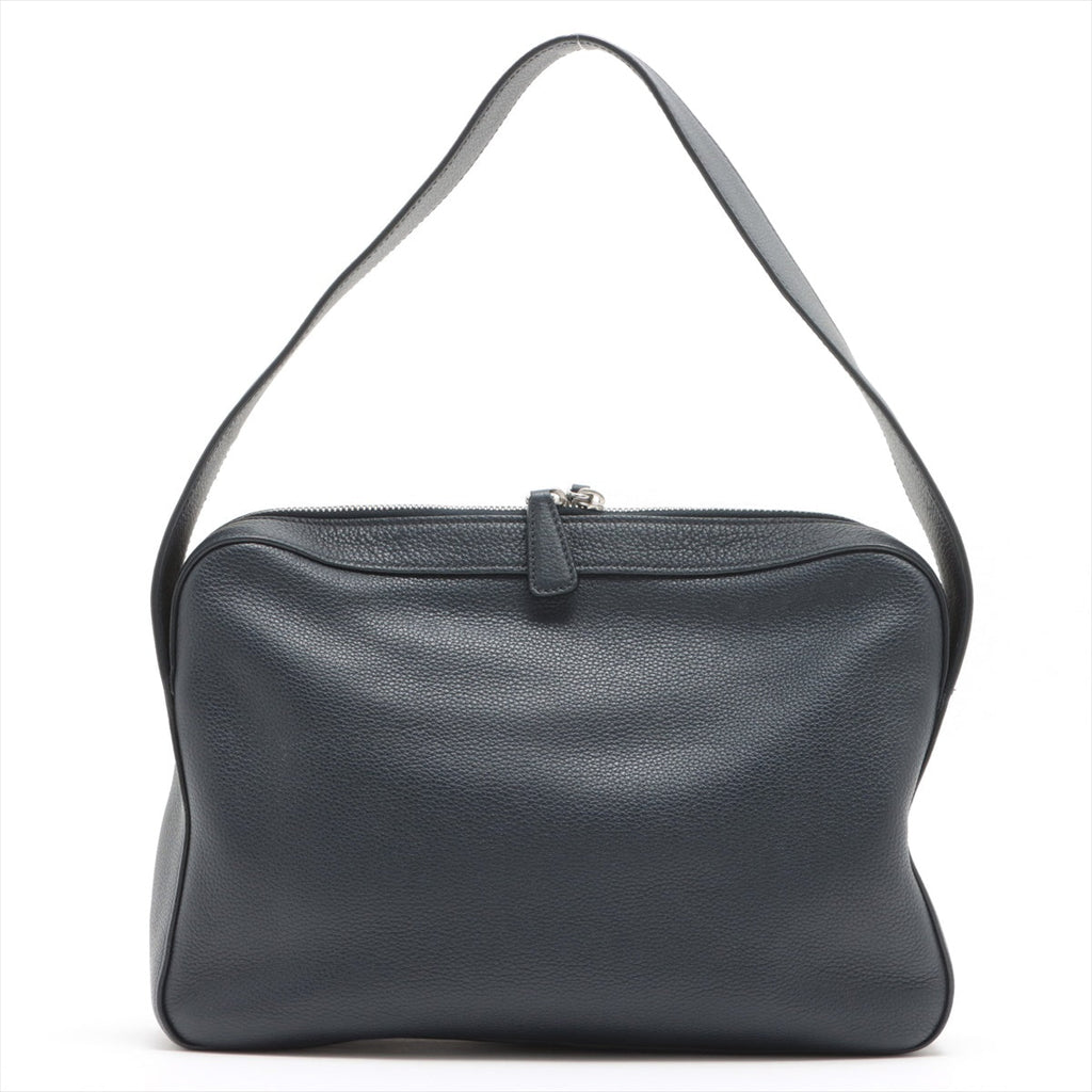 Zipped Shoulder Bag Daino Leather Navy blue