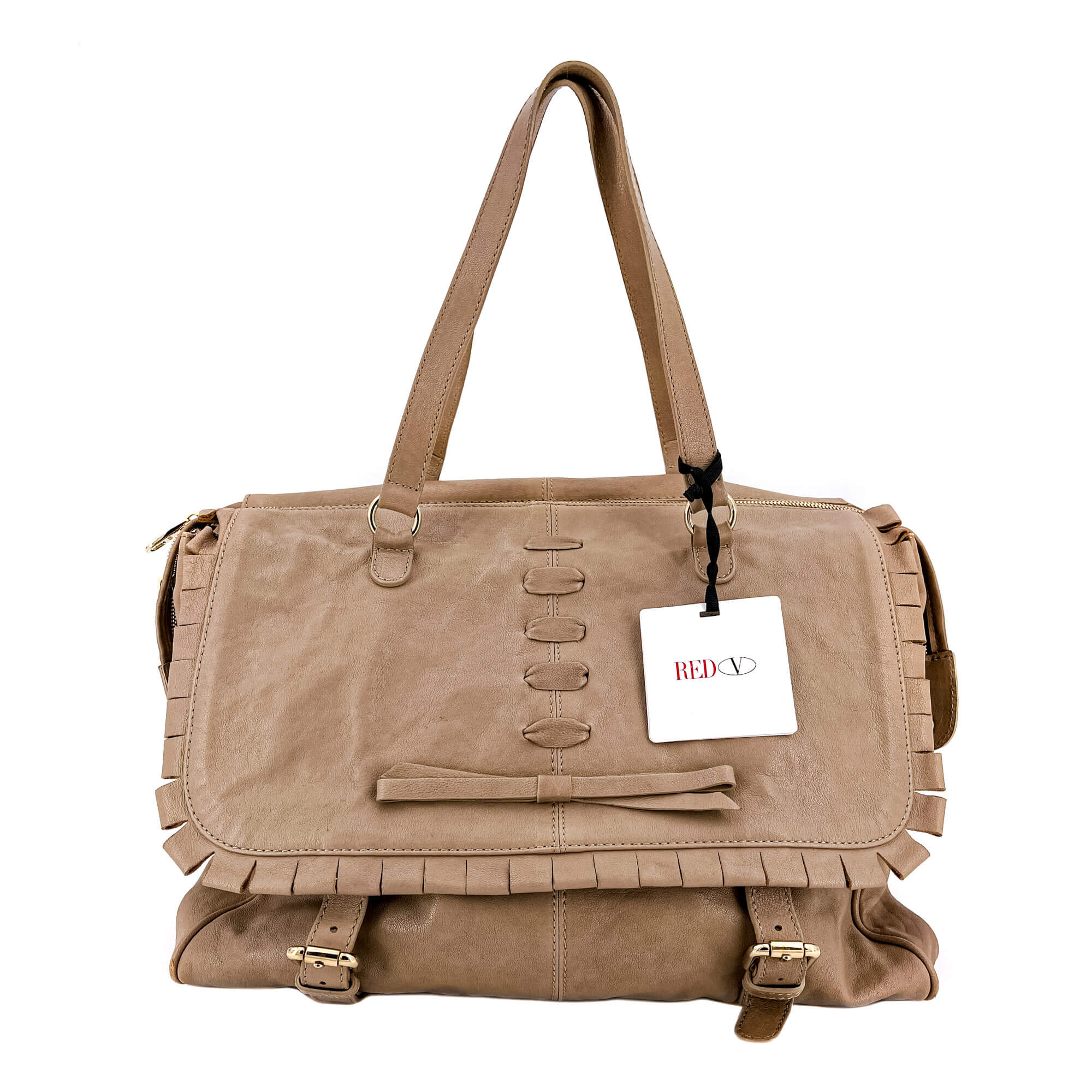 Shoulder Bag Beige Leather
