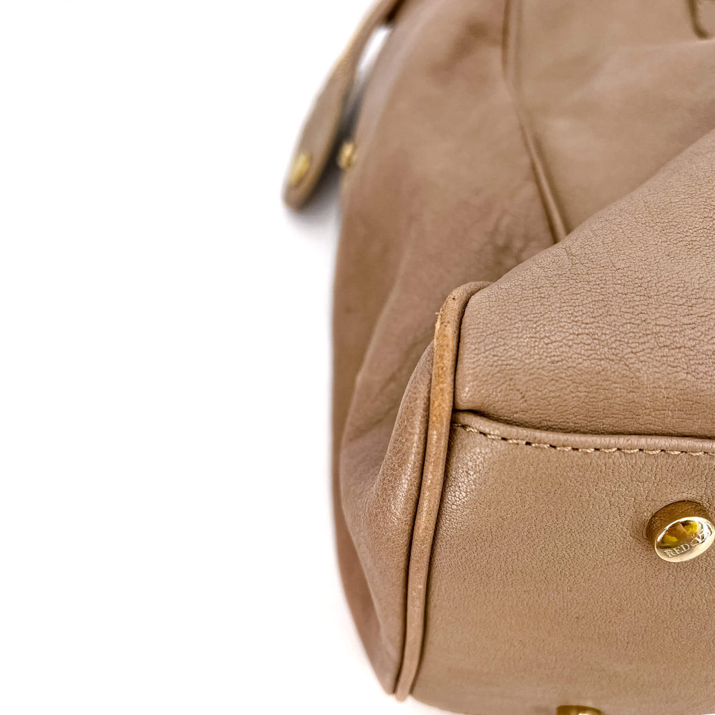 Shoulder Bag Beige Leather