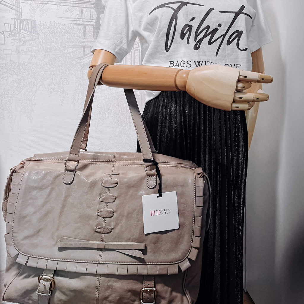 Shoulder Bag Beige Leather