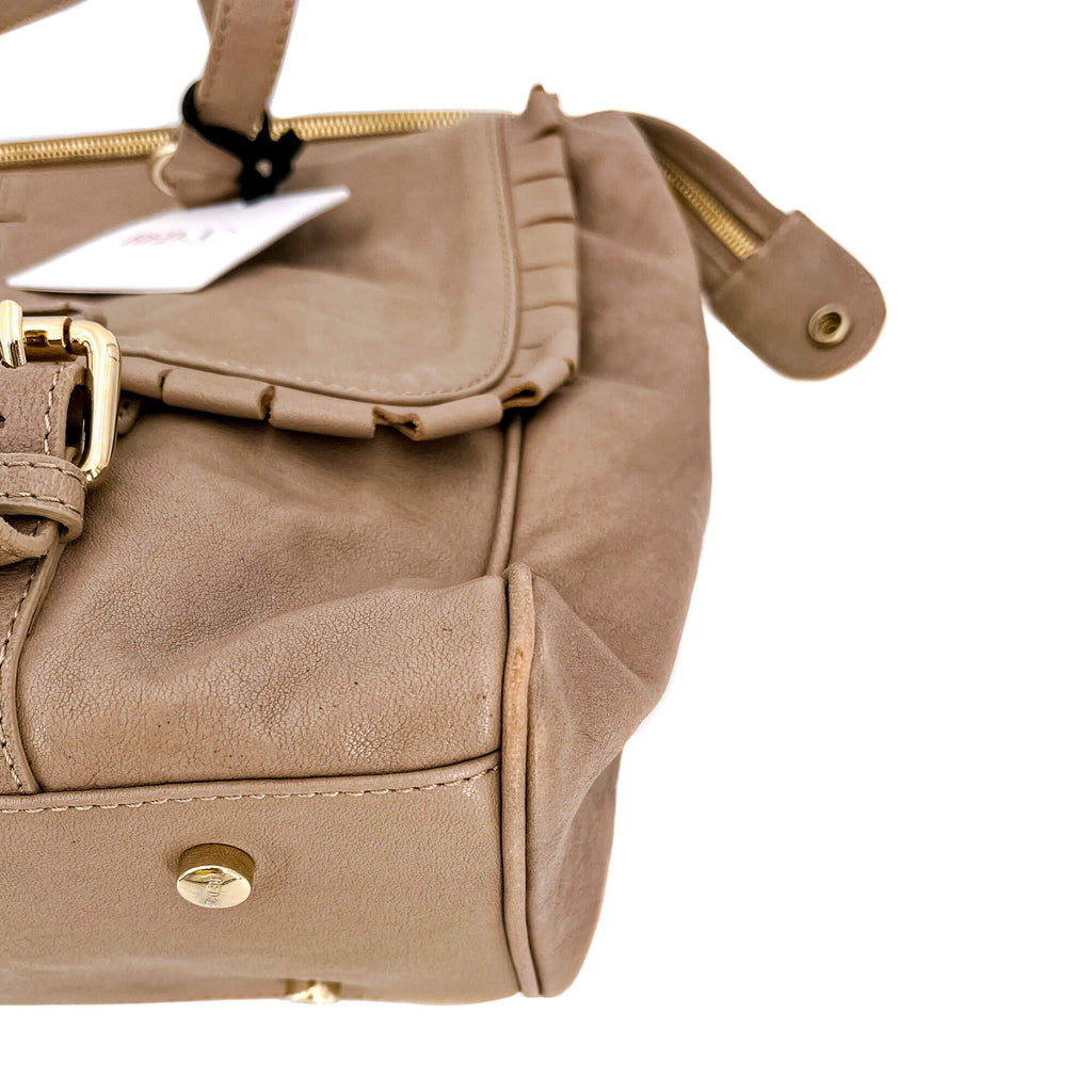 Shoulder Bag Beige Leather