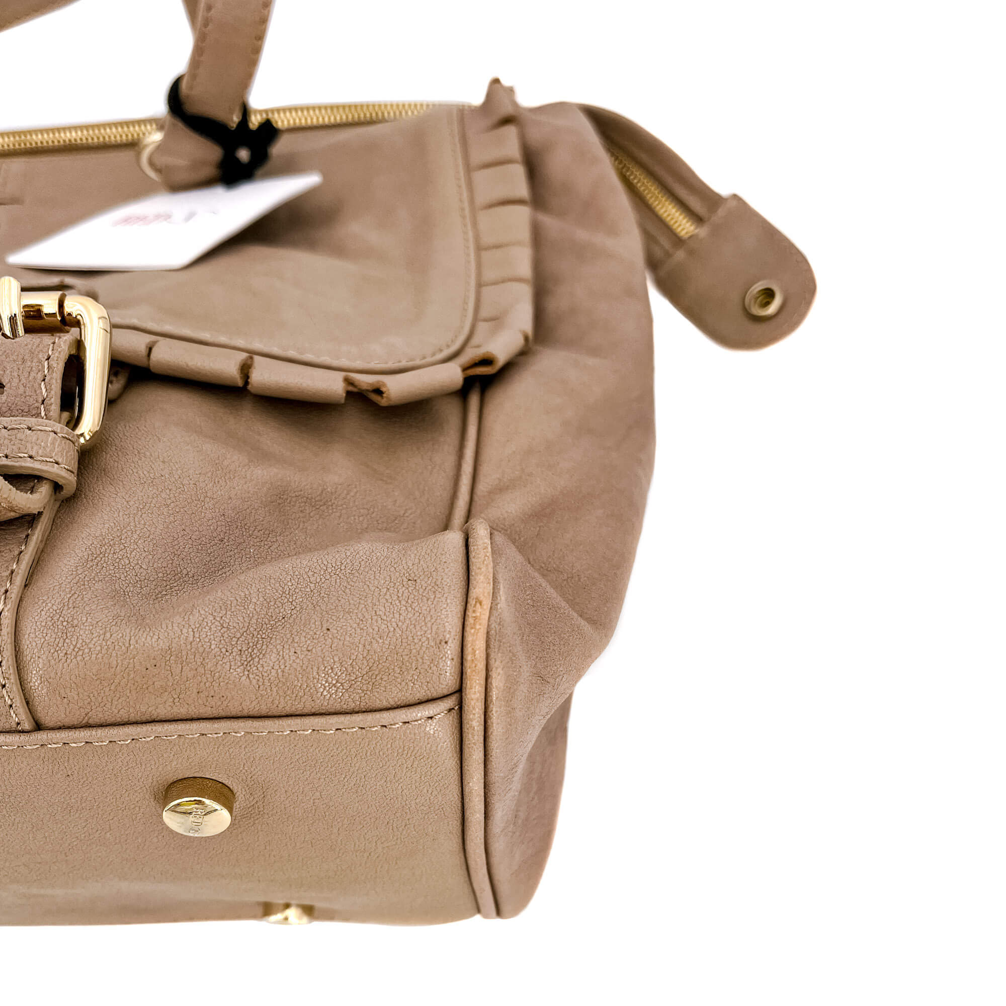 Shoulder Bag Beige Leather