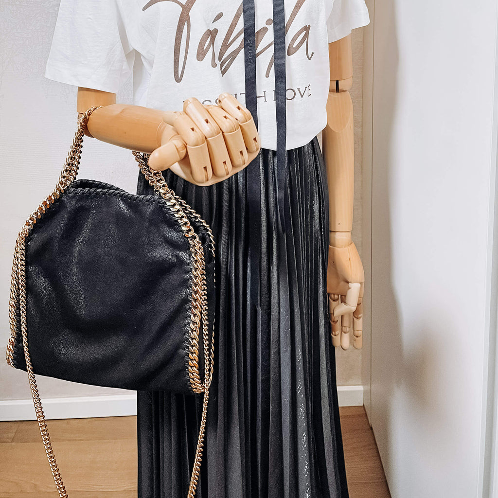 Falabella Mini Vegan Fabric Black Bag
