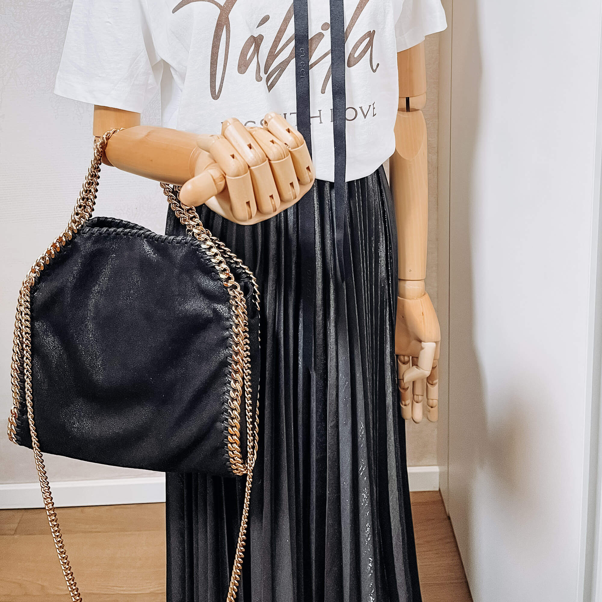 Falabella Mini Vegan Fabric Black Bag