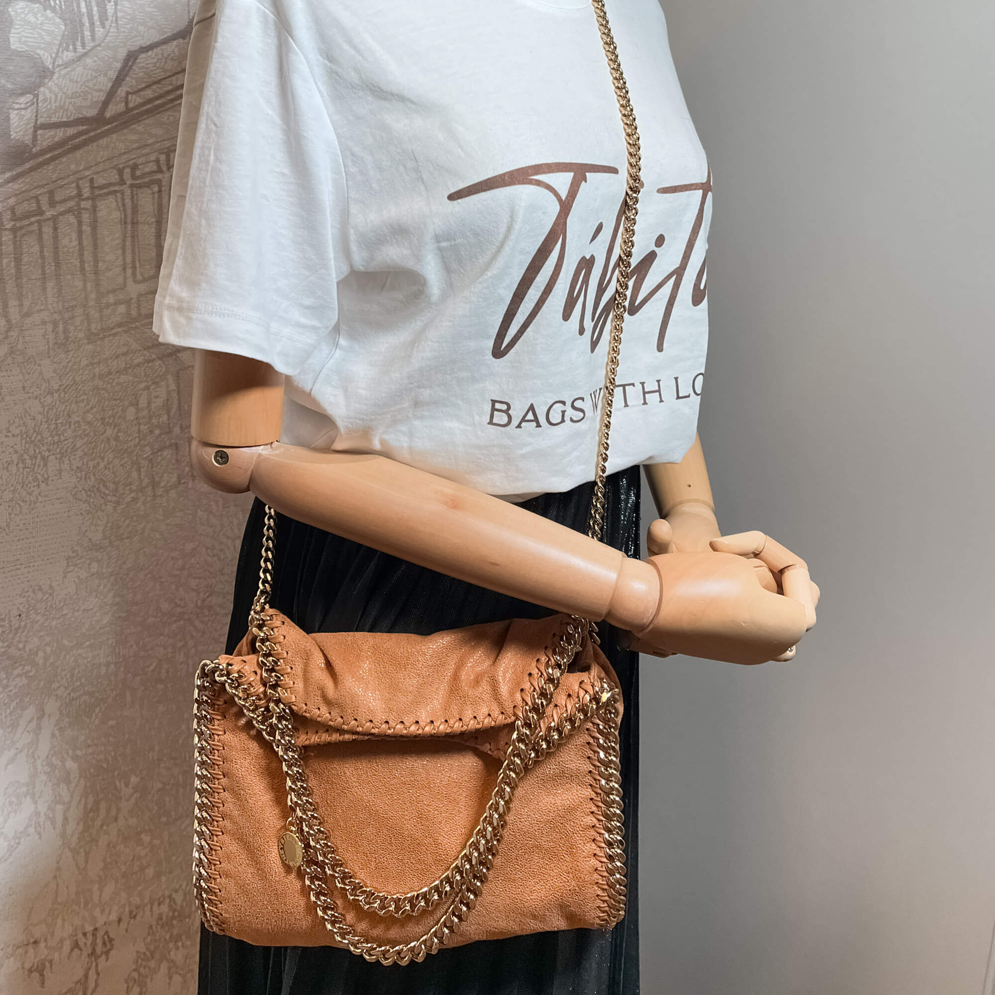 Falabella Mini Vegan Fabric Brown Bag