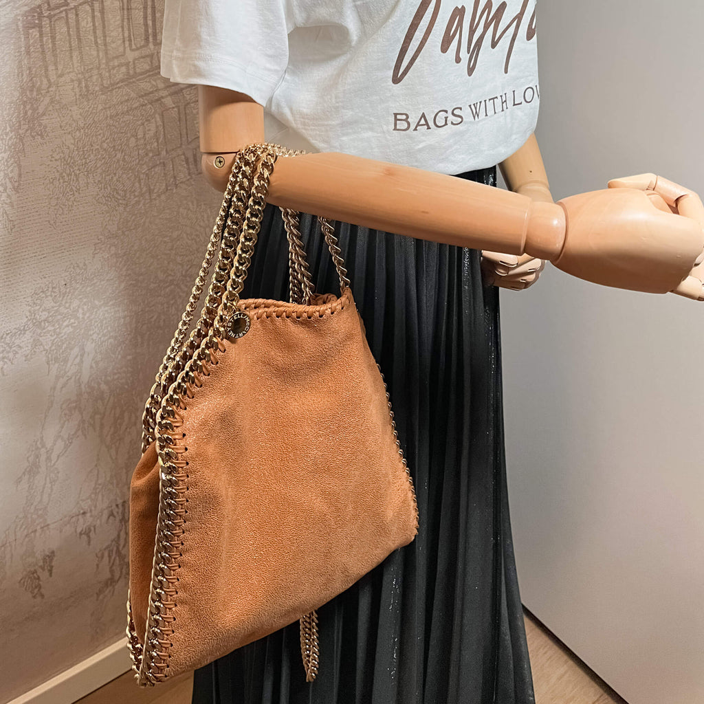Falabella Mini Vegan Fabric Brown Bag