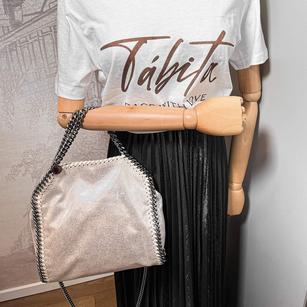 Falabella Mini Vegan Fabric Perled Glitter Bag