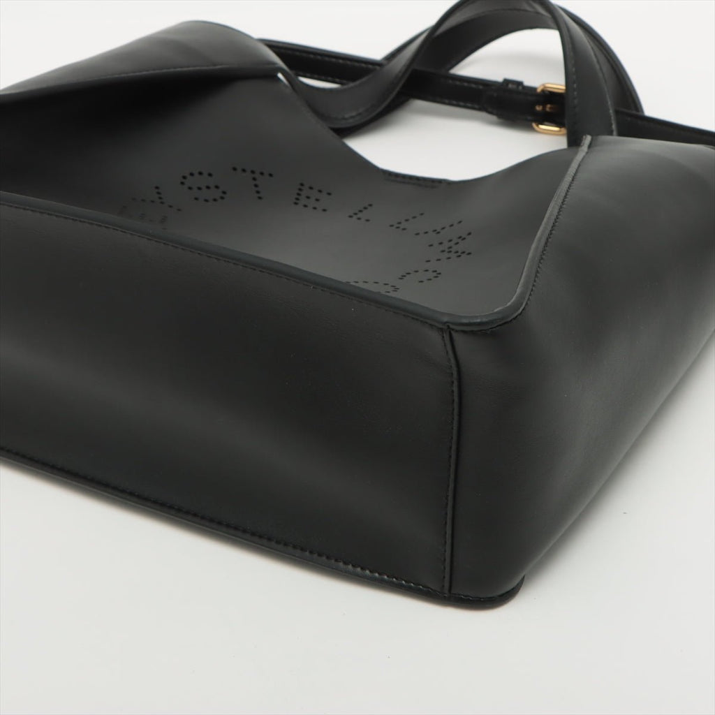 Logo Vegan Leather Black 2-Way Tote Bag