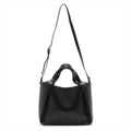 Logo Vegan Leather Black 2-Way Tote Bag