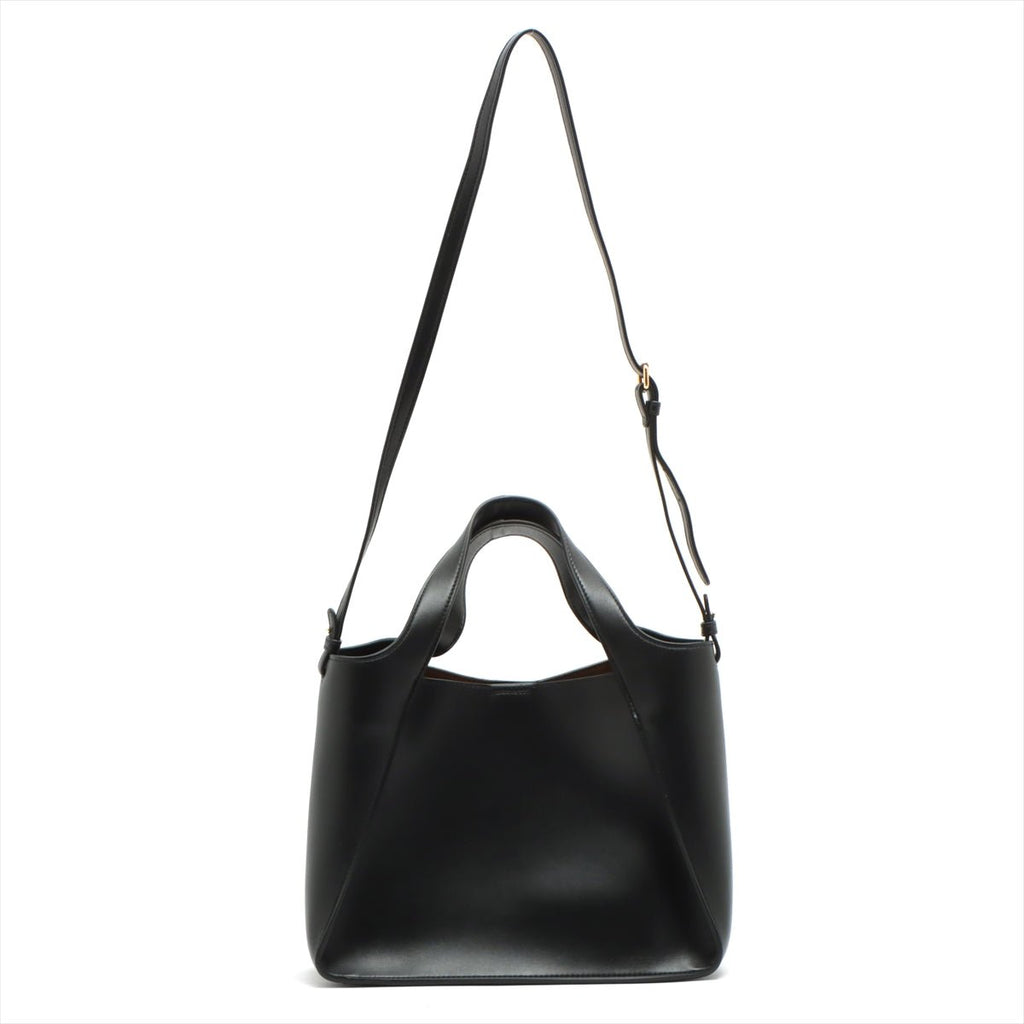 Logo Vegan Leather Black 2-Way Tote Bag