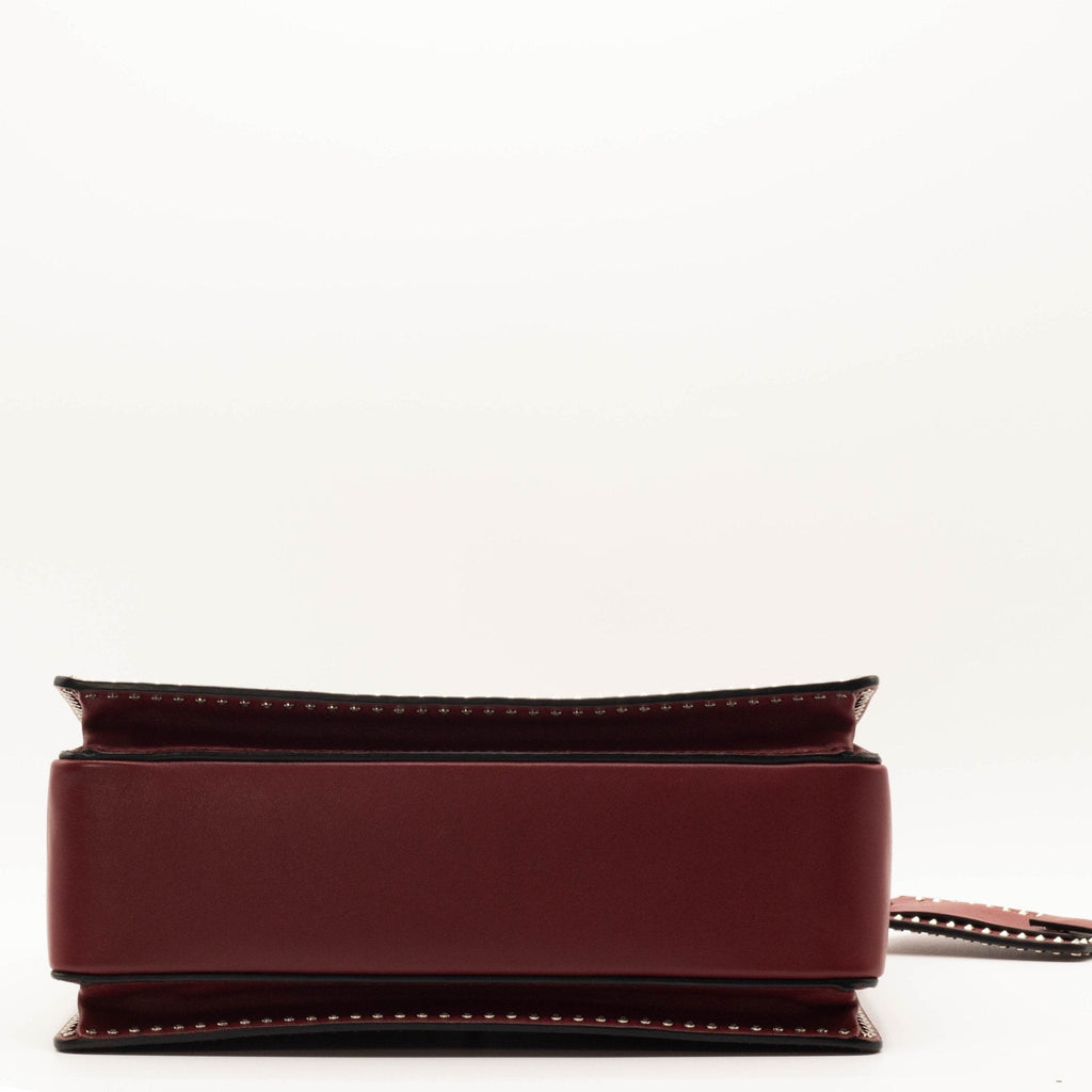 Red Leather Studs Shoulder Bag