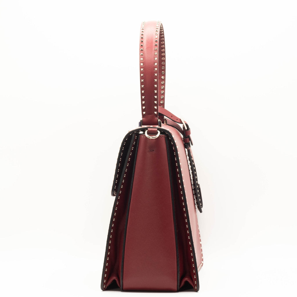 Red Leather Studs Shoulder Bag