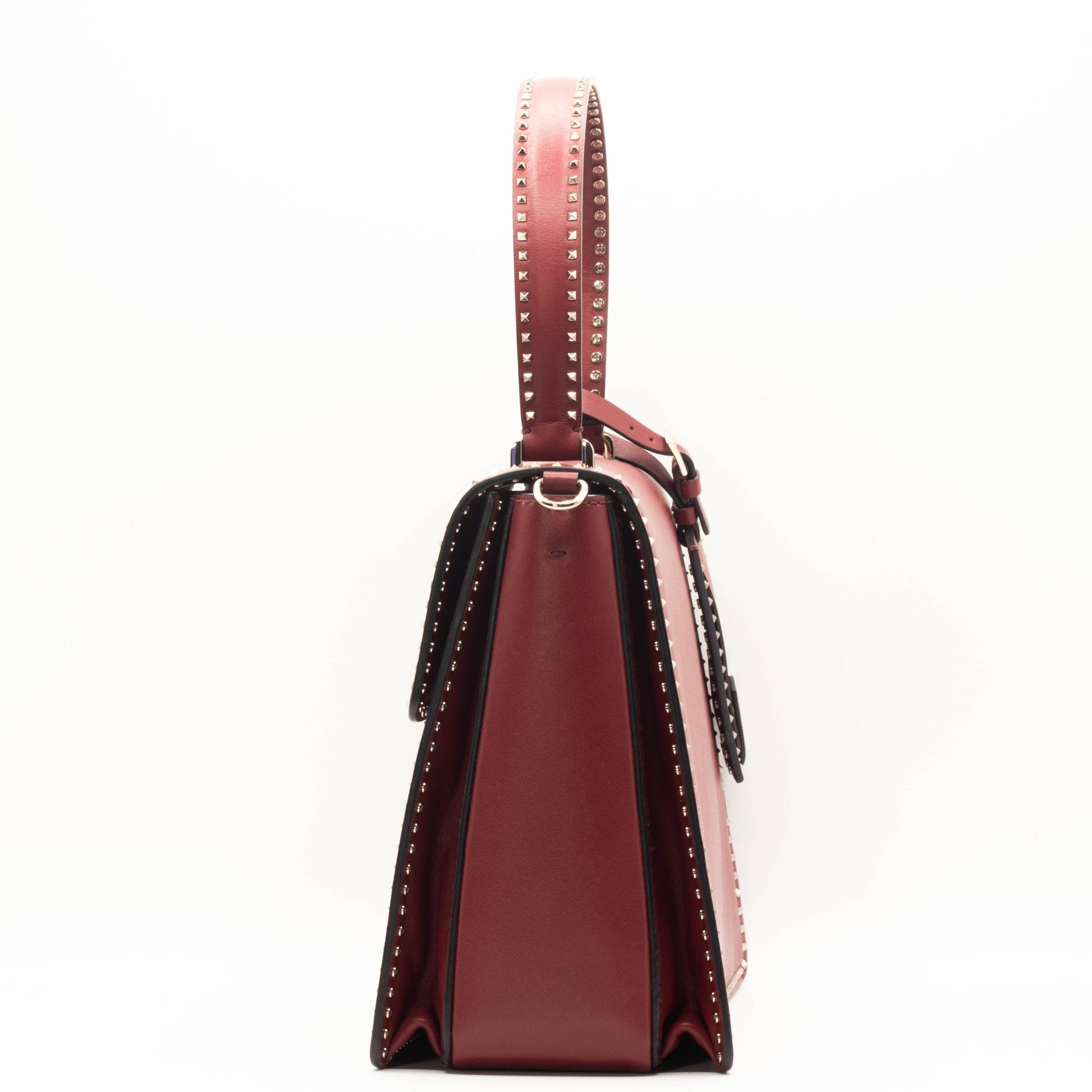 Red Leather Studs Shoulder Bag