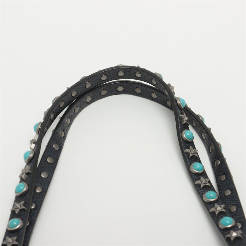 Rockstud 2-Way Denim & Leather Blue Tote