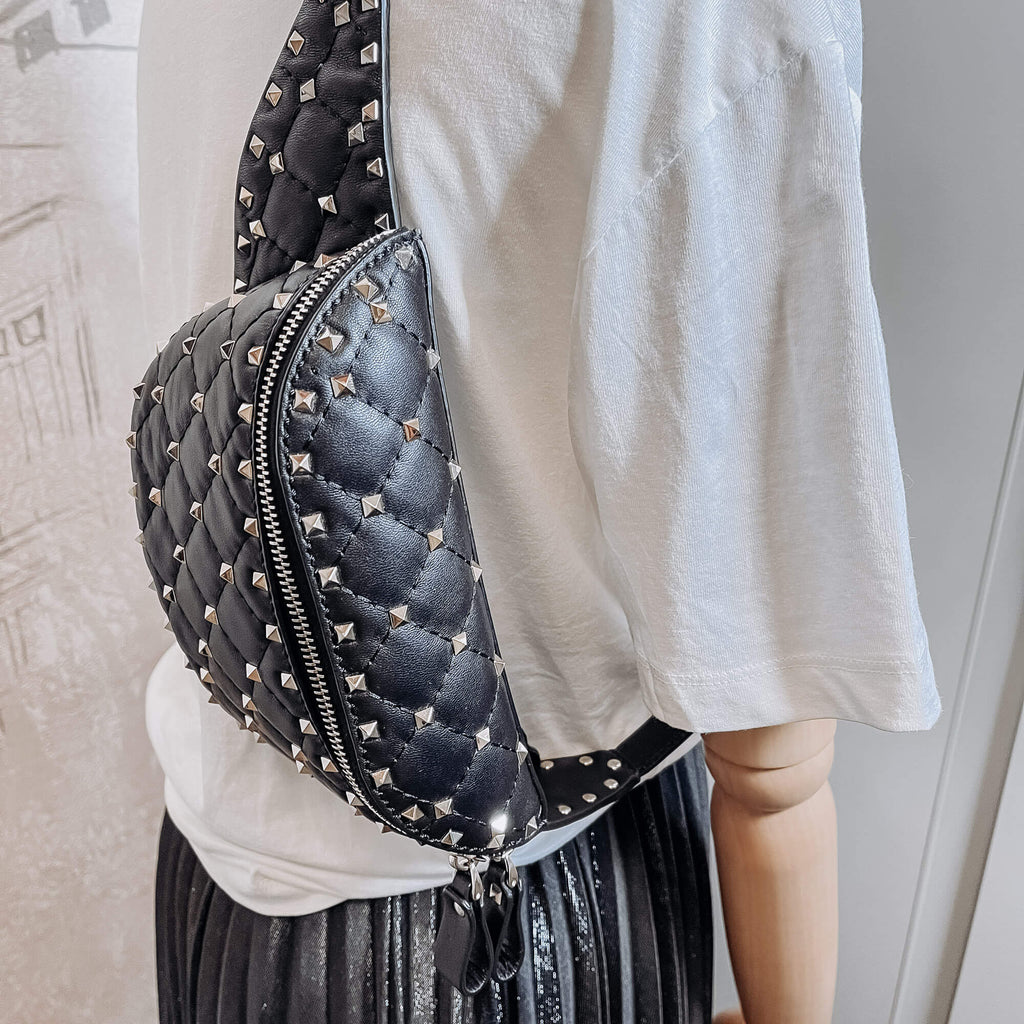 Rockstud Leather Black Beltbag