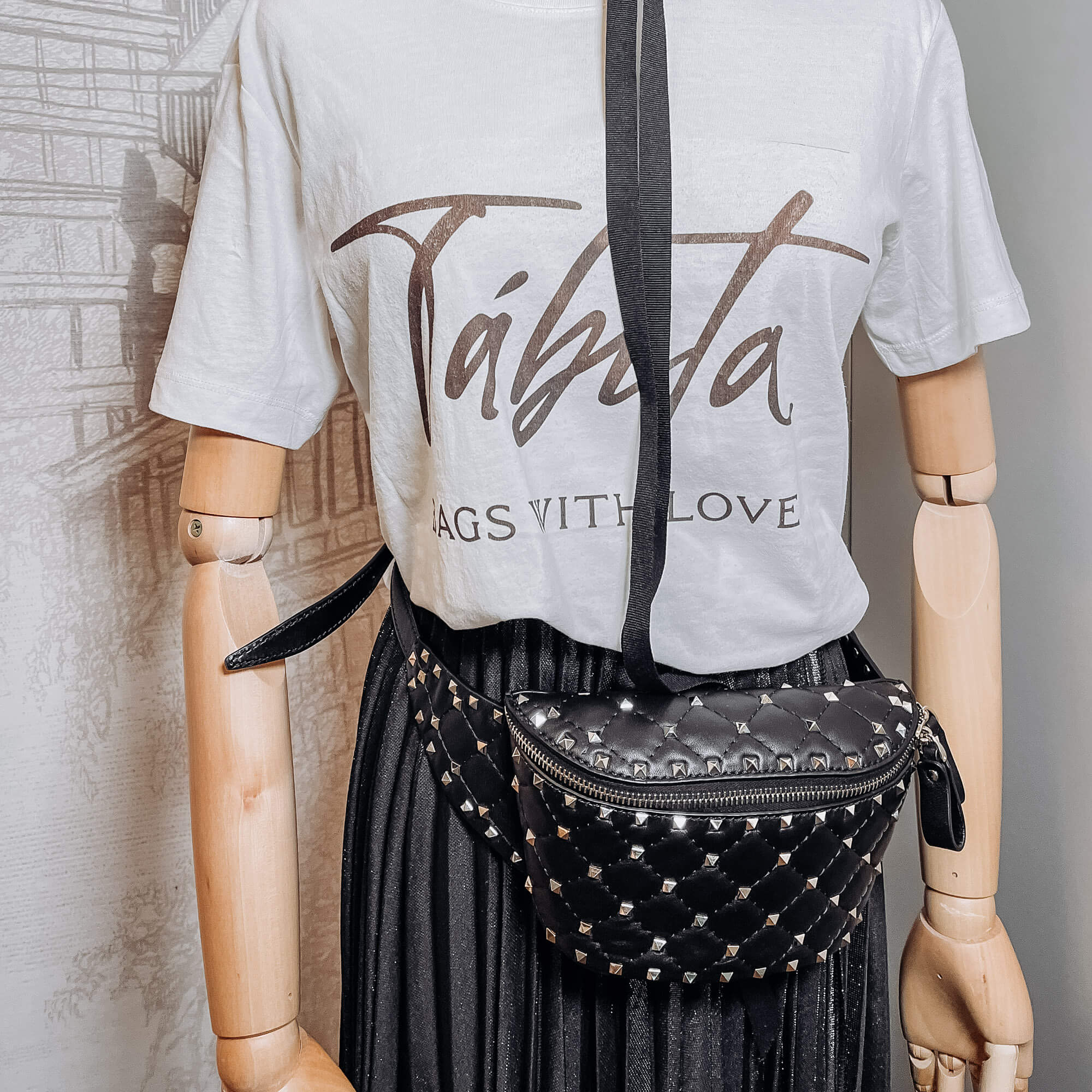 Rockstud Leather Black Beltbag