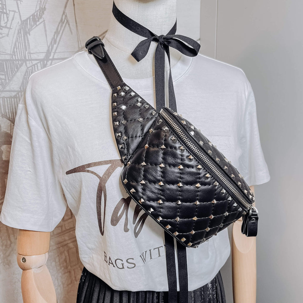 Rockstud Leather Black Beltbag