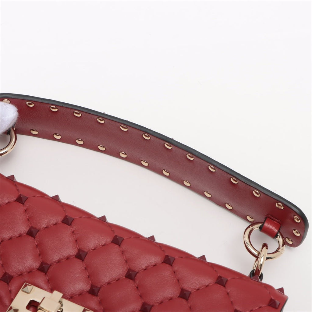Rockstud Medium Spike nappa leather 2way Red