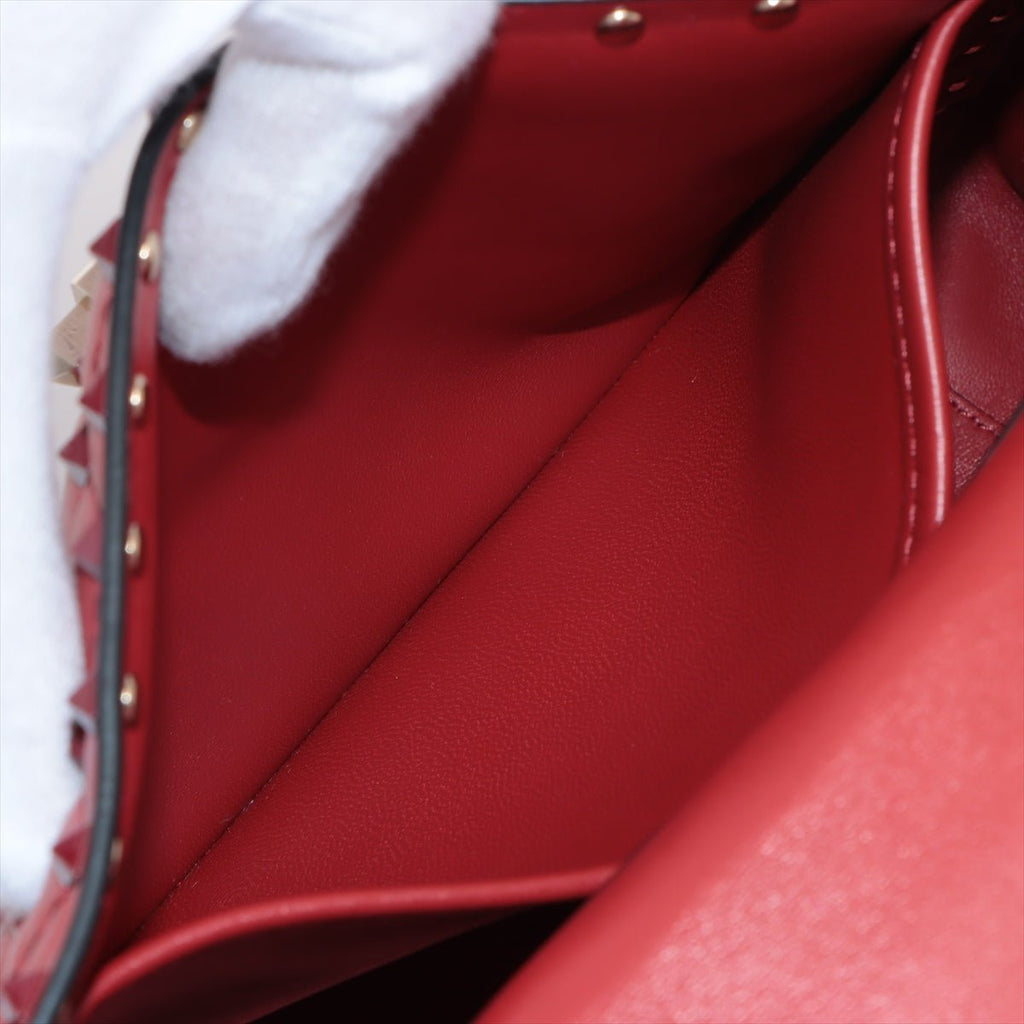Rockstud Medium Spike nappa leather 2way Red