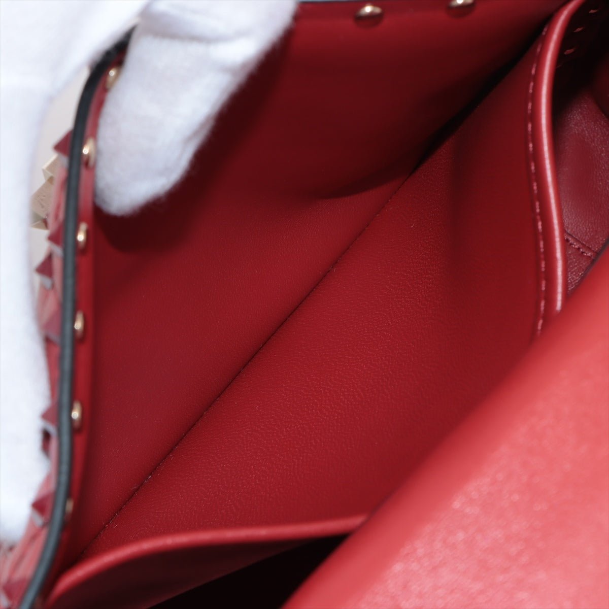Rockstud Medium Spike nappa leather 2way Red