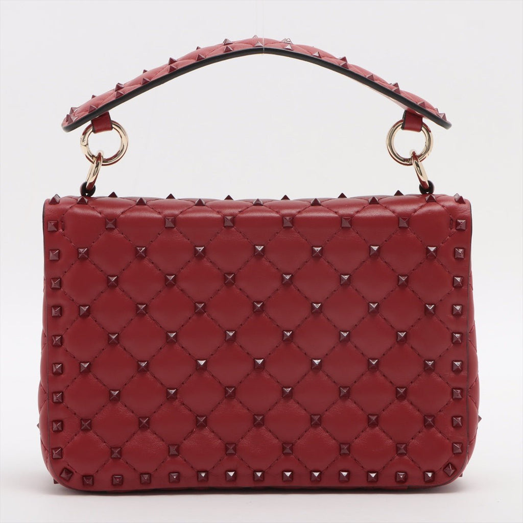 Rockstud Medium Spike nappa leather 2way Red