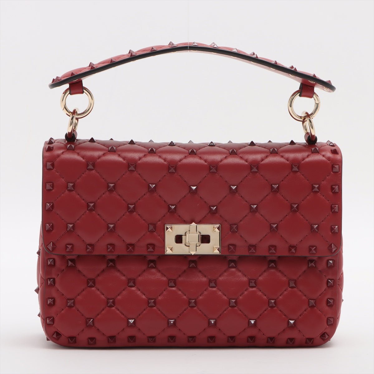 Rockstud Medium Spike nappa leather 2way Red