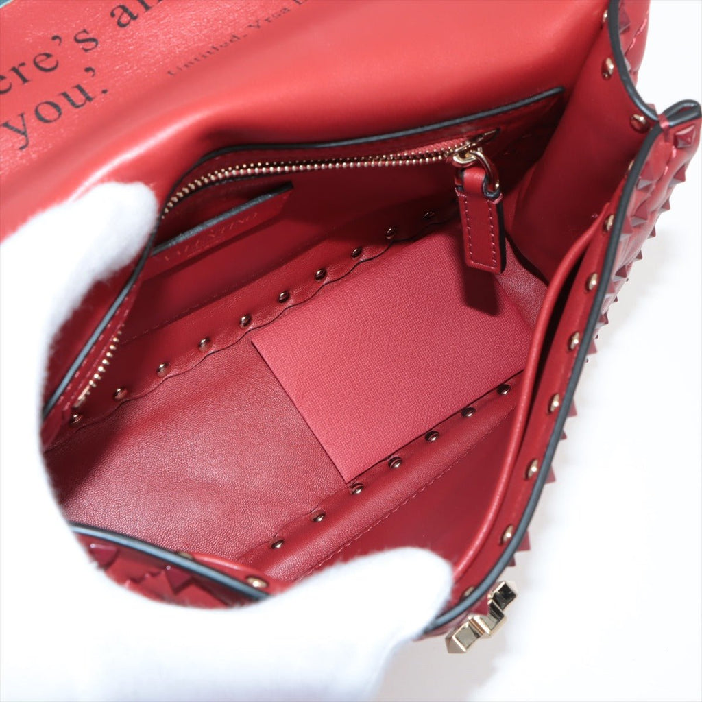 Rockstud Medium Spike nappa leather 2way Red