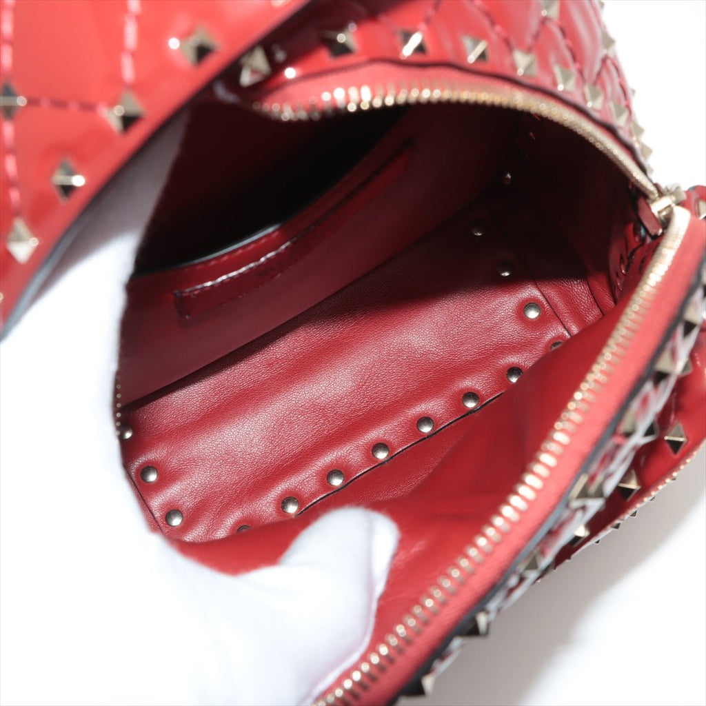 Rockstud Mini Backpack in Red Patent Leather