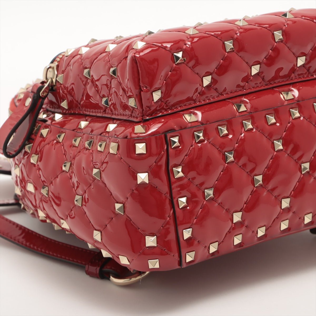 Rockstud Mini Backpack in Red Patent Leather