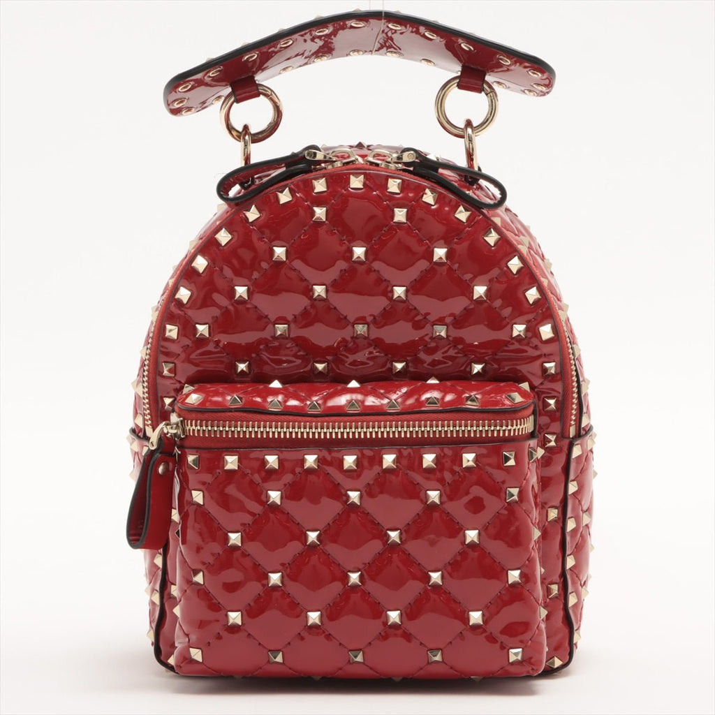 Rockstud Mini Backpack in Red Patent Leather