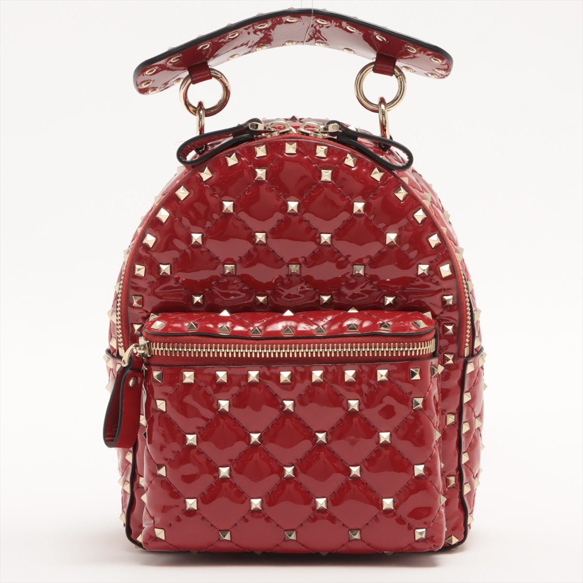 Rockstud Mini Backpack in Red Patent Leather