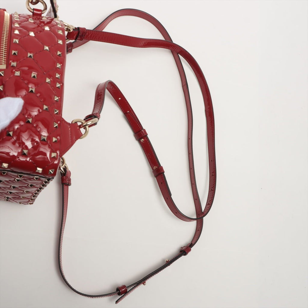 Rockstud Mini Backpack in Red Patent Leather