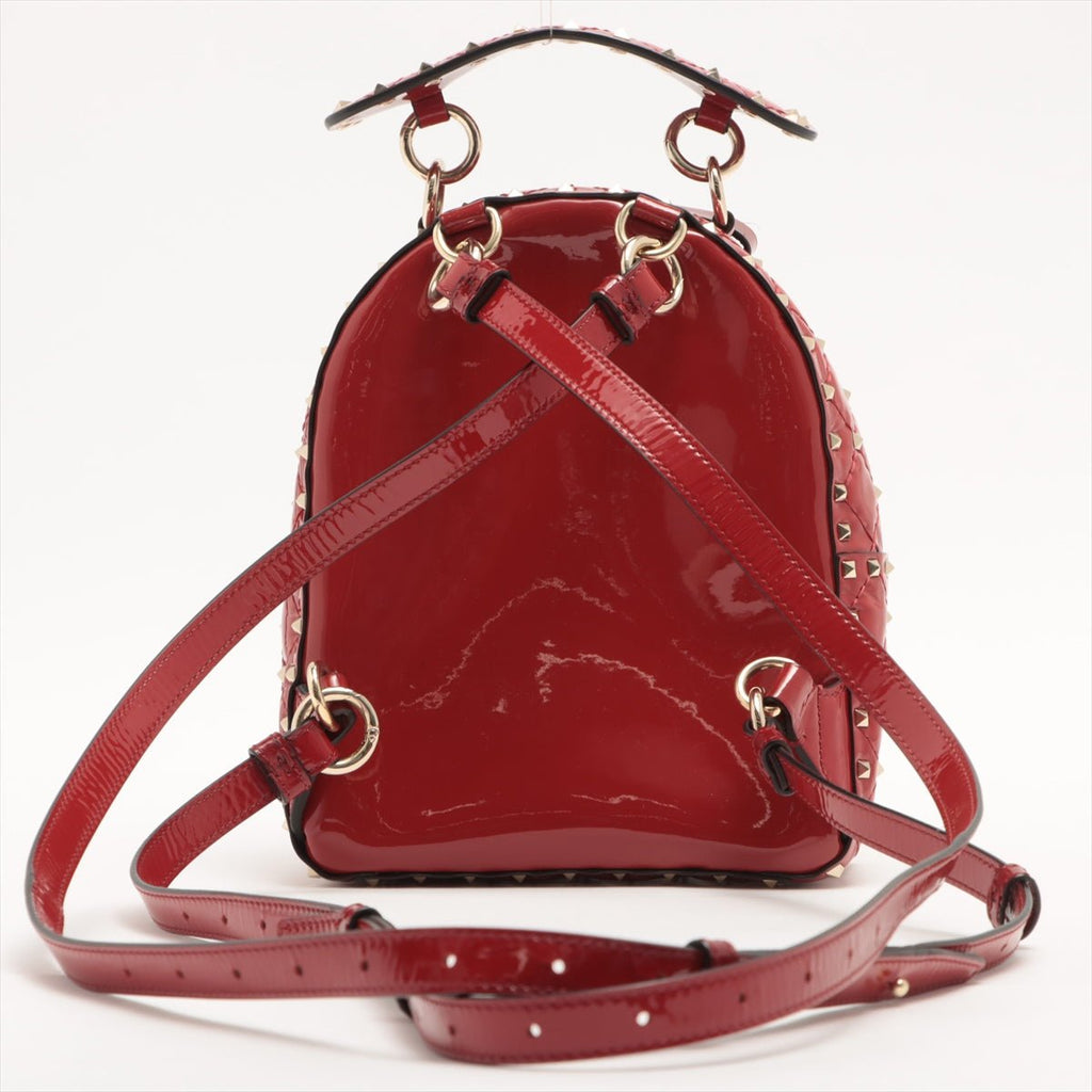 Rockstud Mini Backpack in Red Patent Leather