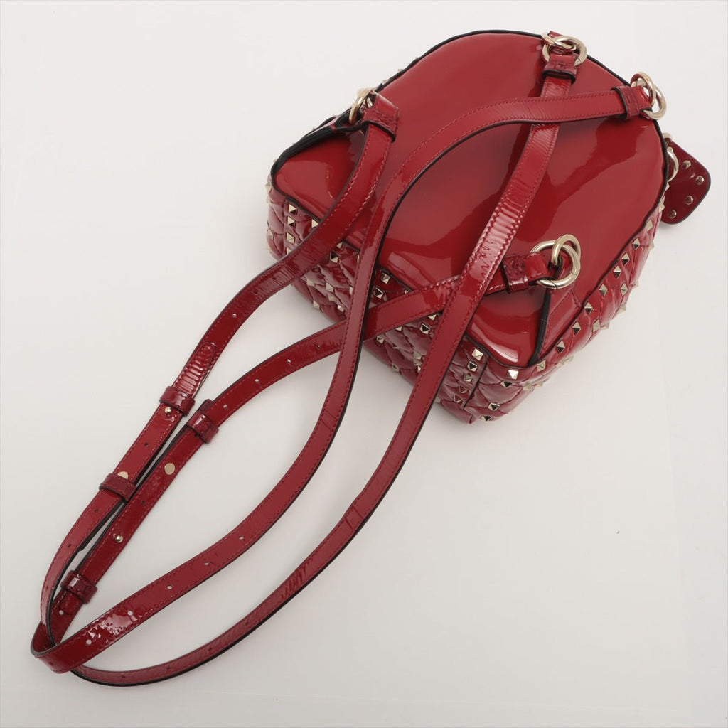 Rockstud Mini Backpack in Red Patent Leather