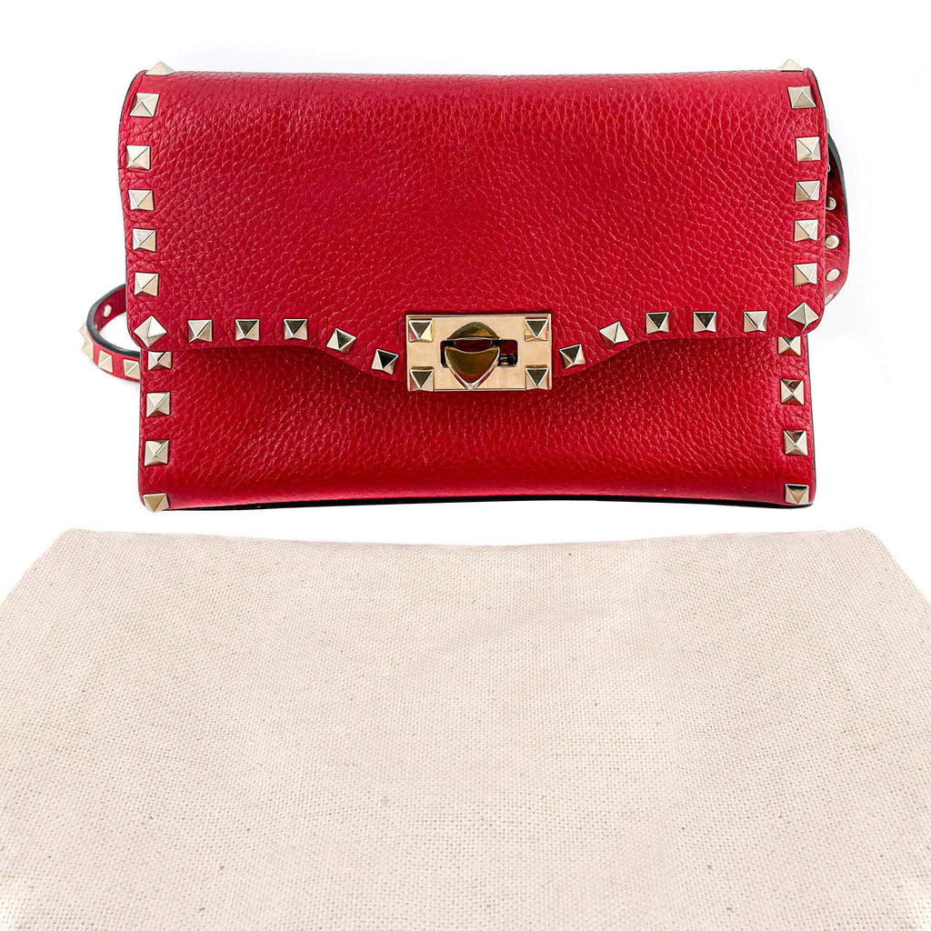 Rockstud Small in Red Grained Leather